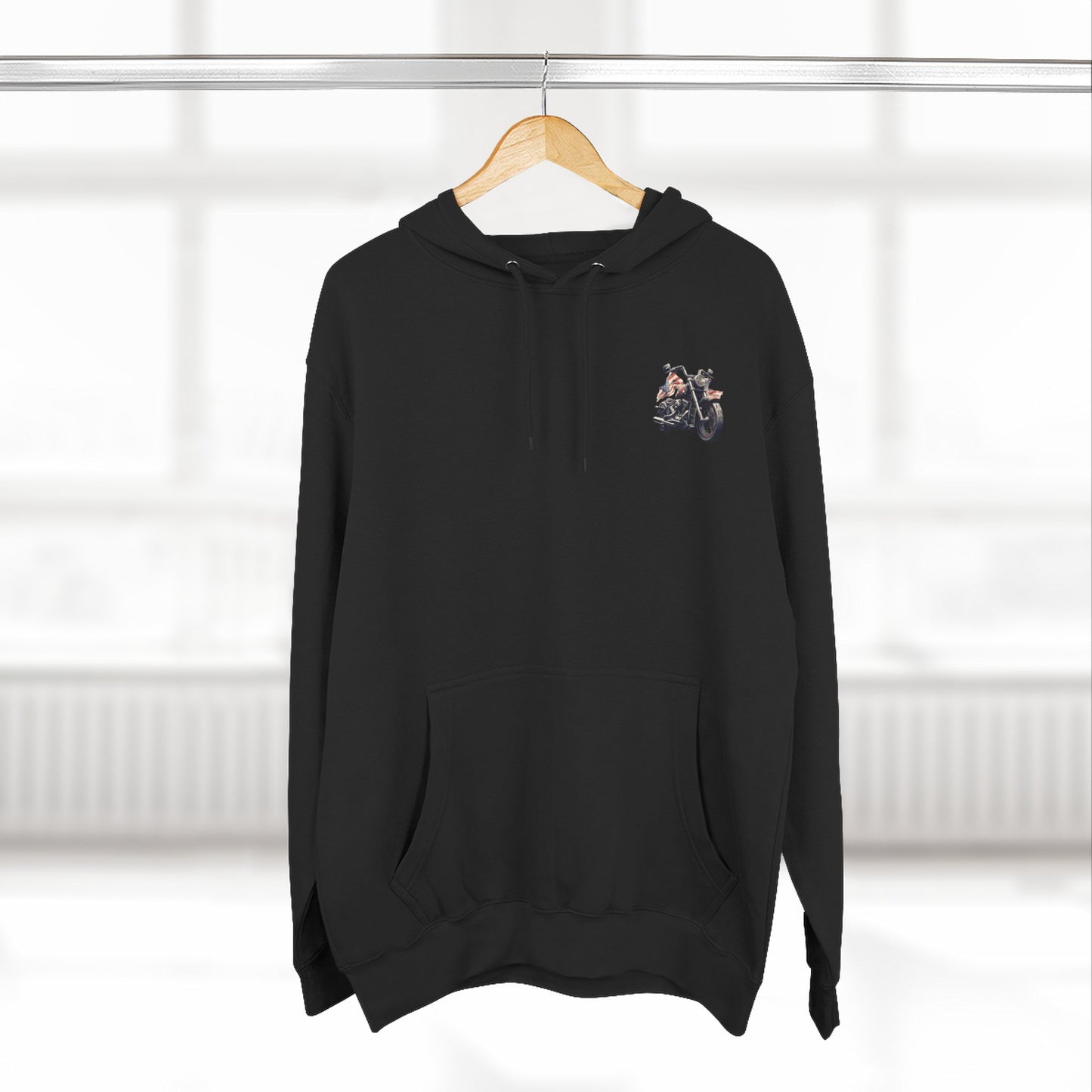 All American Biker Fleece Hoodie, Motorcycle Sweatshirt, Biker Gift, Cozy Hoodie for Riders, Perfect for Road Trips