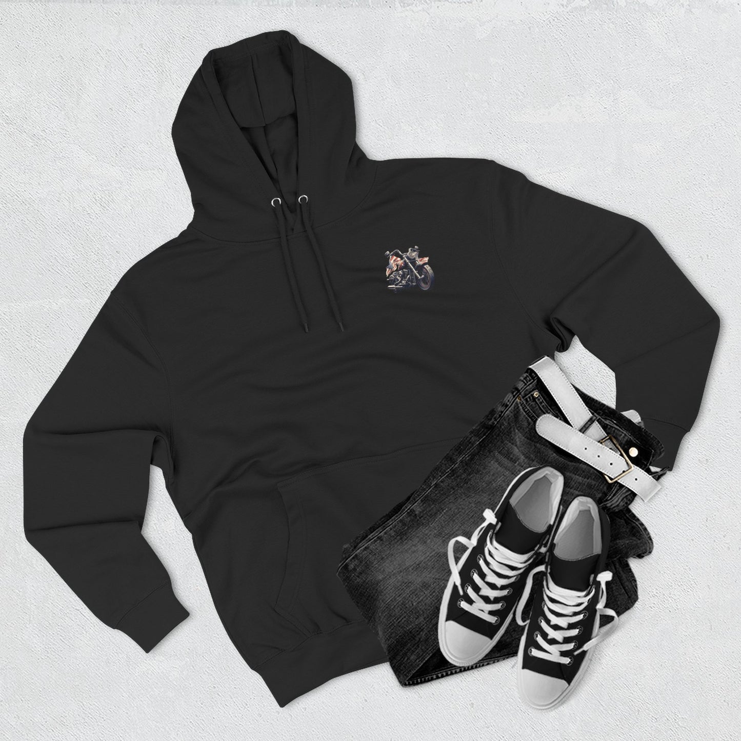 All American Biker Fleece Hoodie, Motorcycle Sweatshirt, Biker Gift, Cozy Hoodie for Riders, Perfect for Road Trips