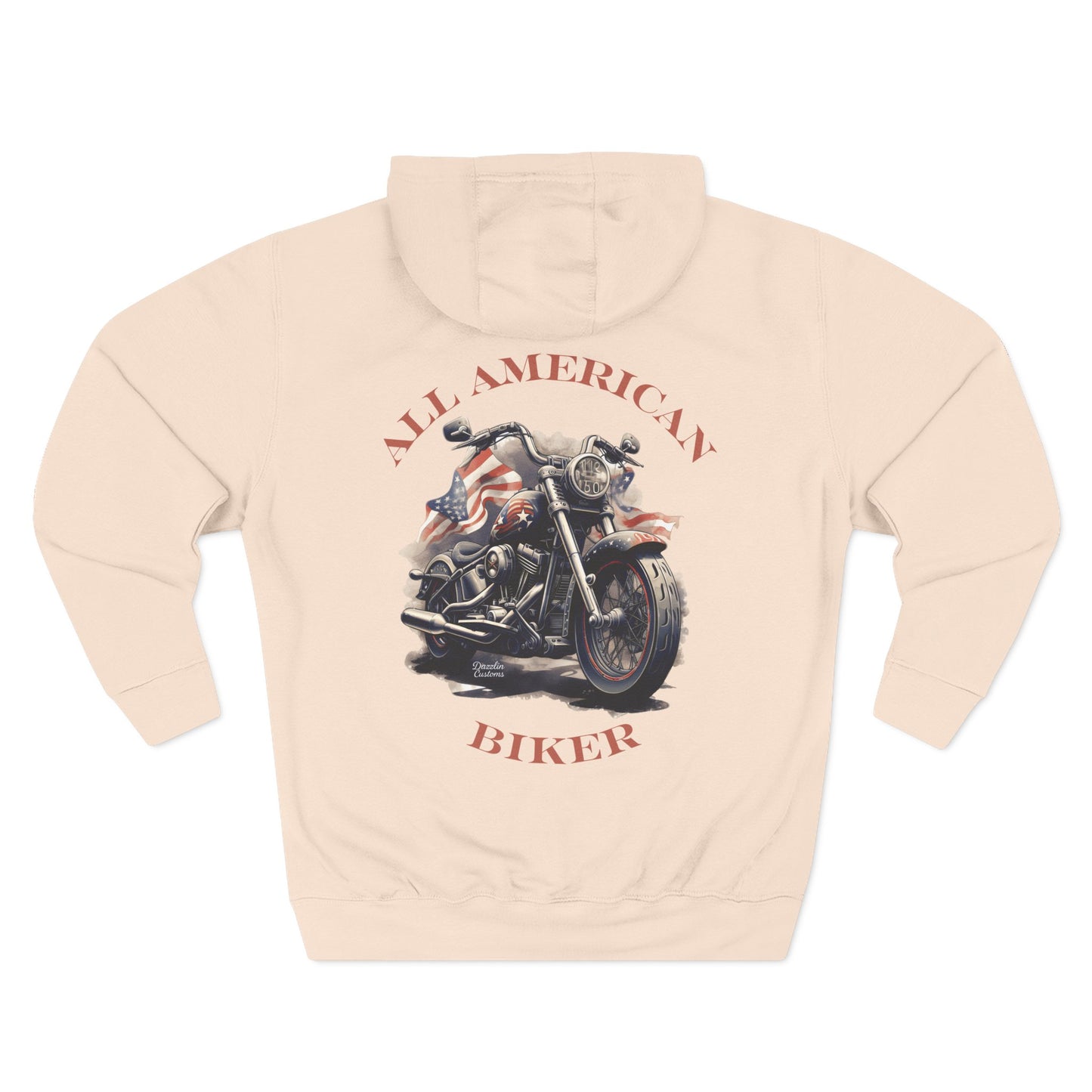 All American Biker Fleece Hoodie, Motorcycle Sweatshirt, Biker Gift, Cozy Hoodie for Riders, Perfect for Road Trips