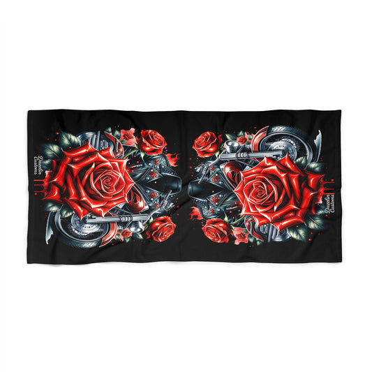 Beach Towel with Red Roses - Perfect for Summer, Pool Day, Beach Vacation, Gifts, & Relaxation