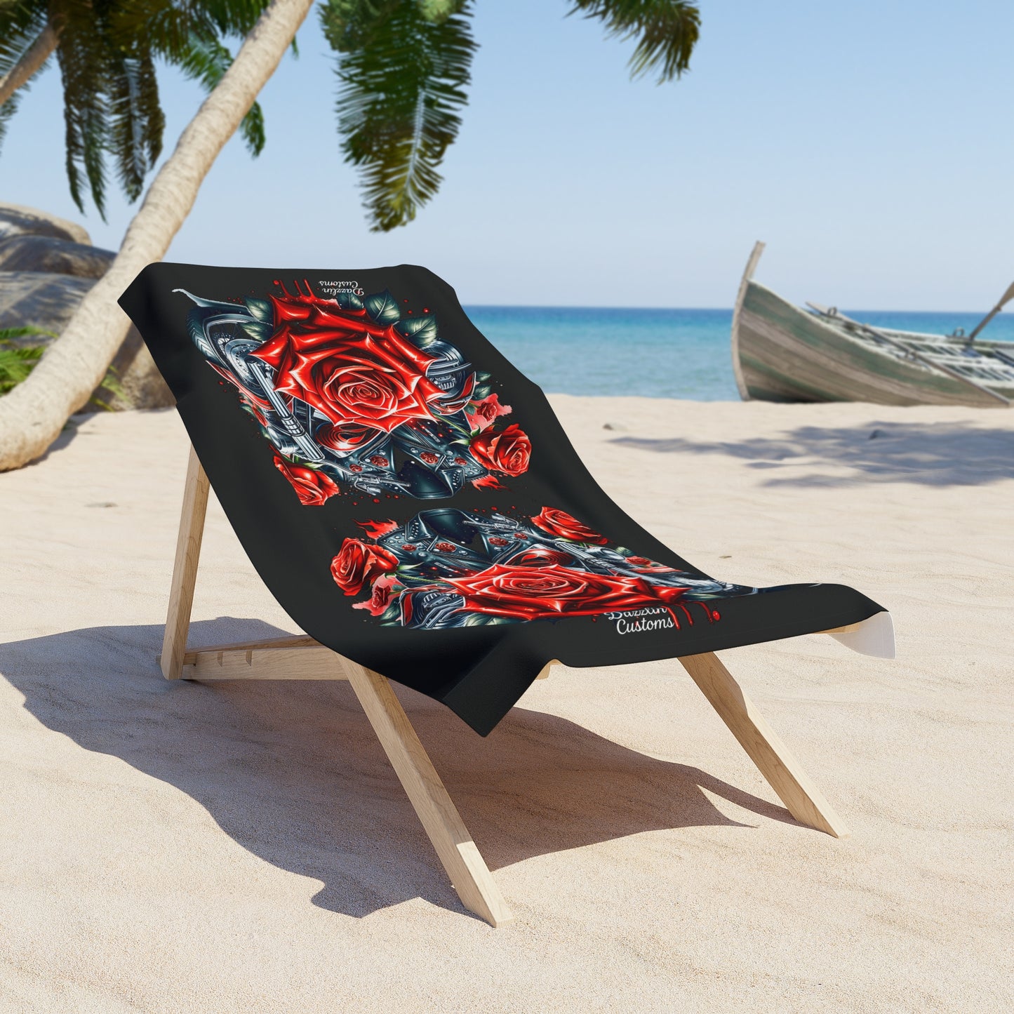 Beach Towel with Red Roses - Perfect for Summer, Pool Day, Beach Vacation, Gifts, & Relaxation