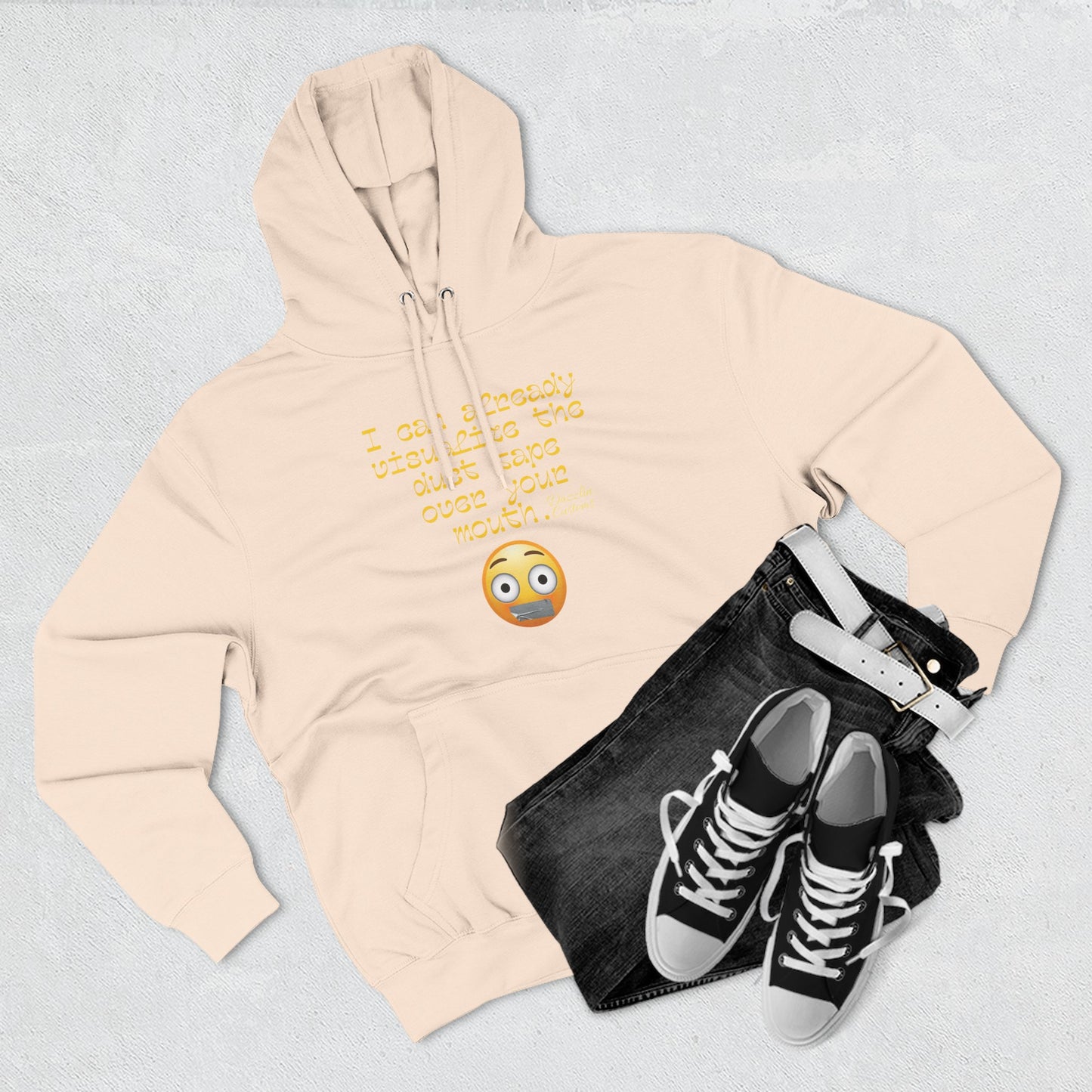 Three-Panel Fleece Hoodie with Fun Quote, Cozy Pullover for Everyday Wear, Great Gift for Friends, Casual Stylish Sweater