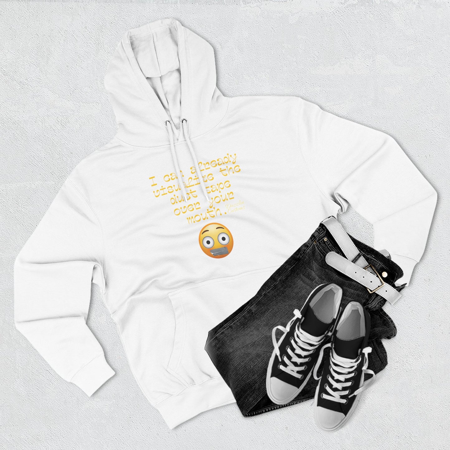 Three-Panel Fleece Hoodie with Fun Quote, Cozy Pullover for Everyday Wear, Great Gift for Friends, Casual Stylish Sweater
