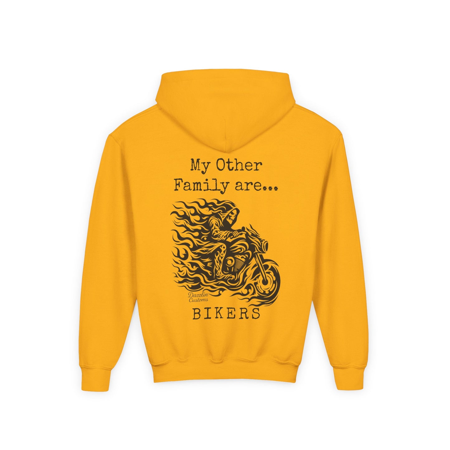 Youth Biker Family Hoodie, Cool Motorbike Sweatshirt, Gift for Kids, Biker Merchandise, Casual Wear for Youth, Fun Hooded Sweatshirt