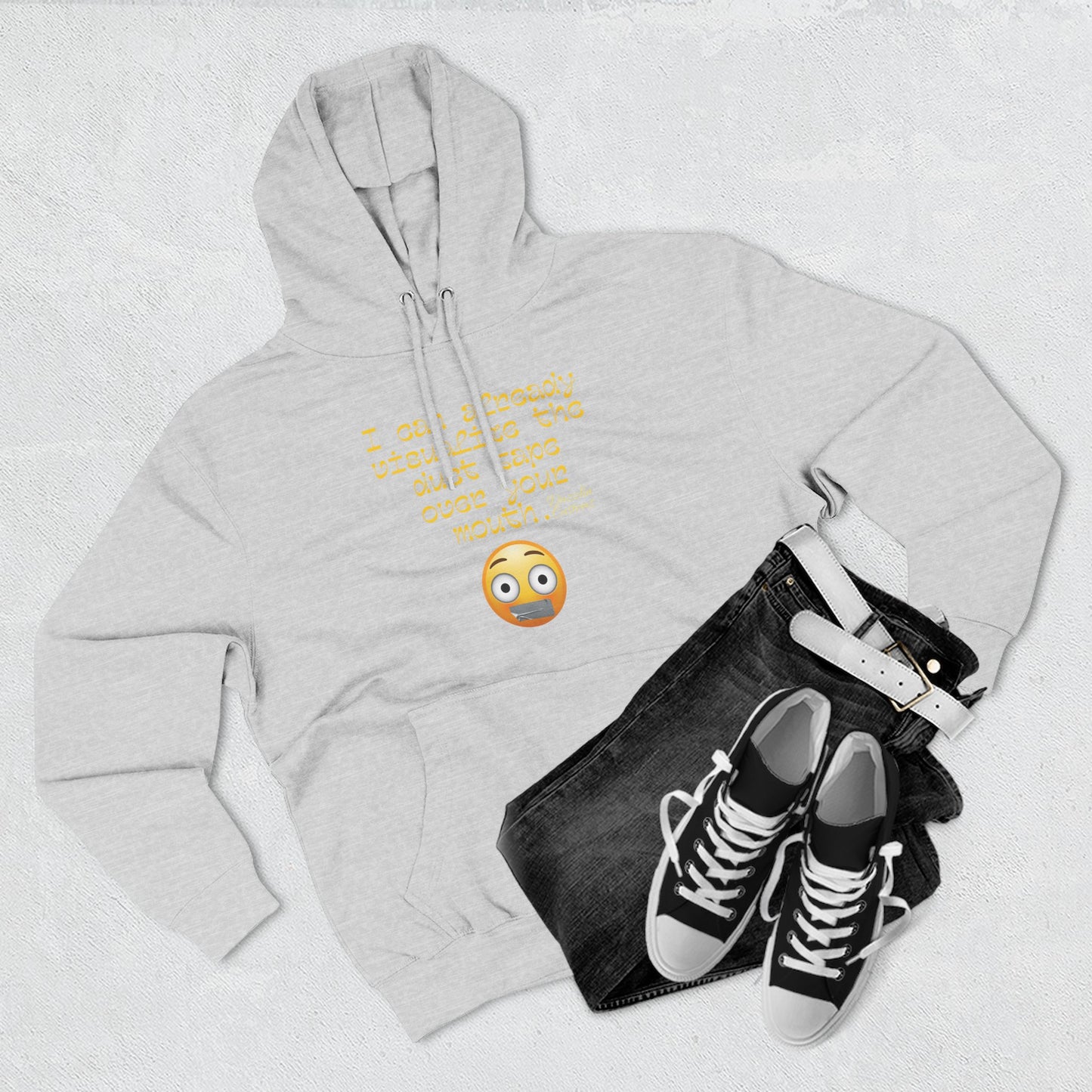 Three-Panel Fleece Hoodie with Fun Quote, Cozy Pullover for Everyday Wear, Great Gift for Friends, Casual Stylish Sweater