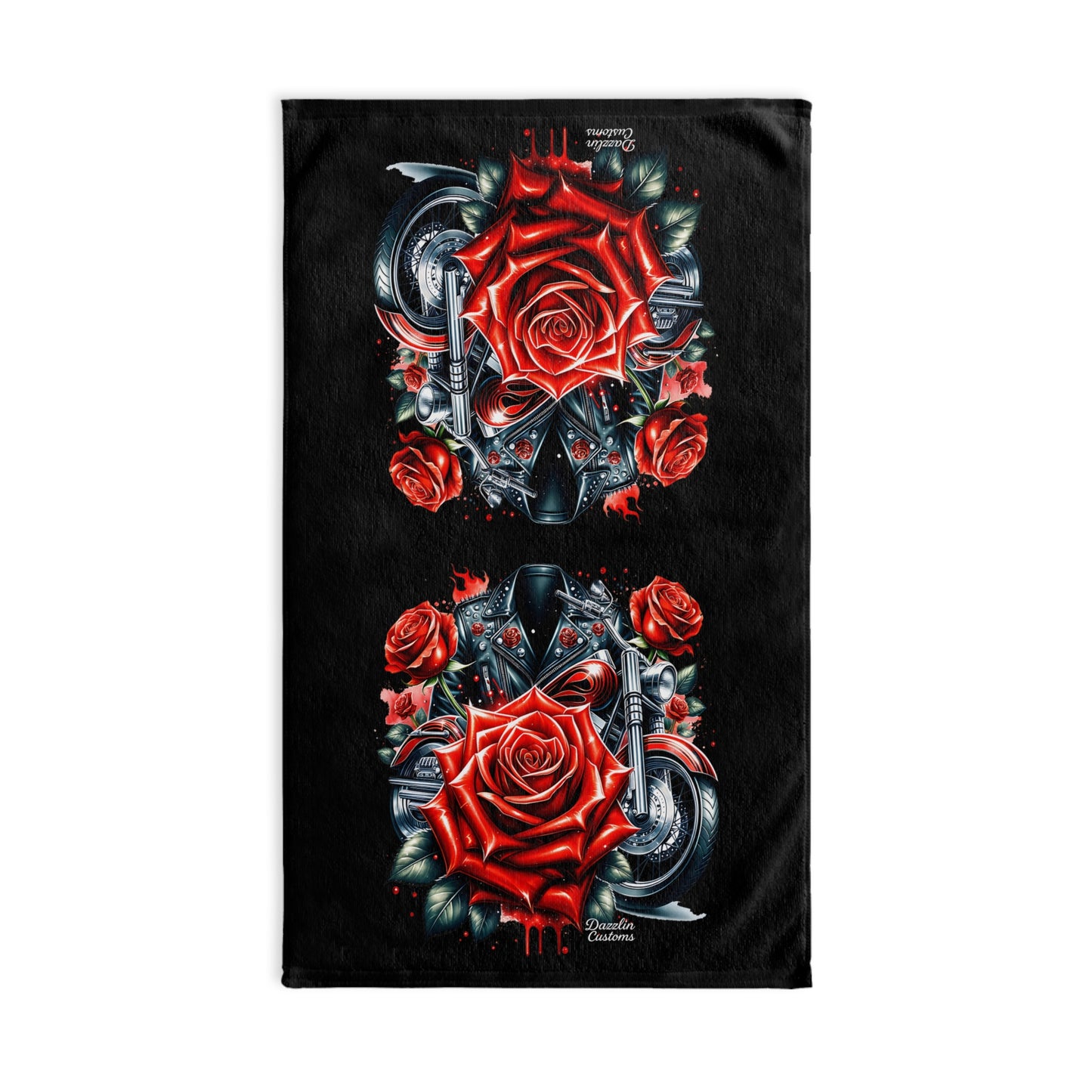 Stylish Black Rose Skull Hand Towel, Gothic Decor, Bathroom Essential, Unique Gift, Home Textile