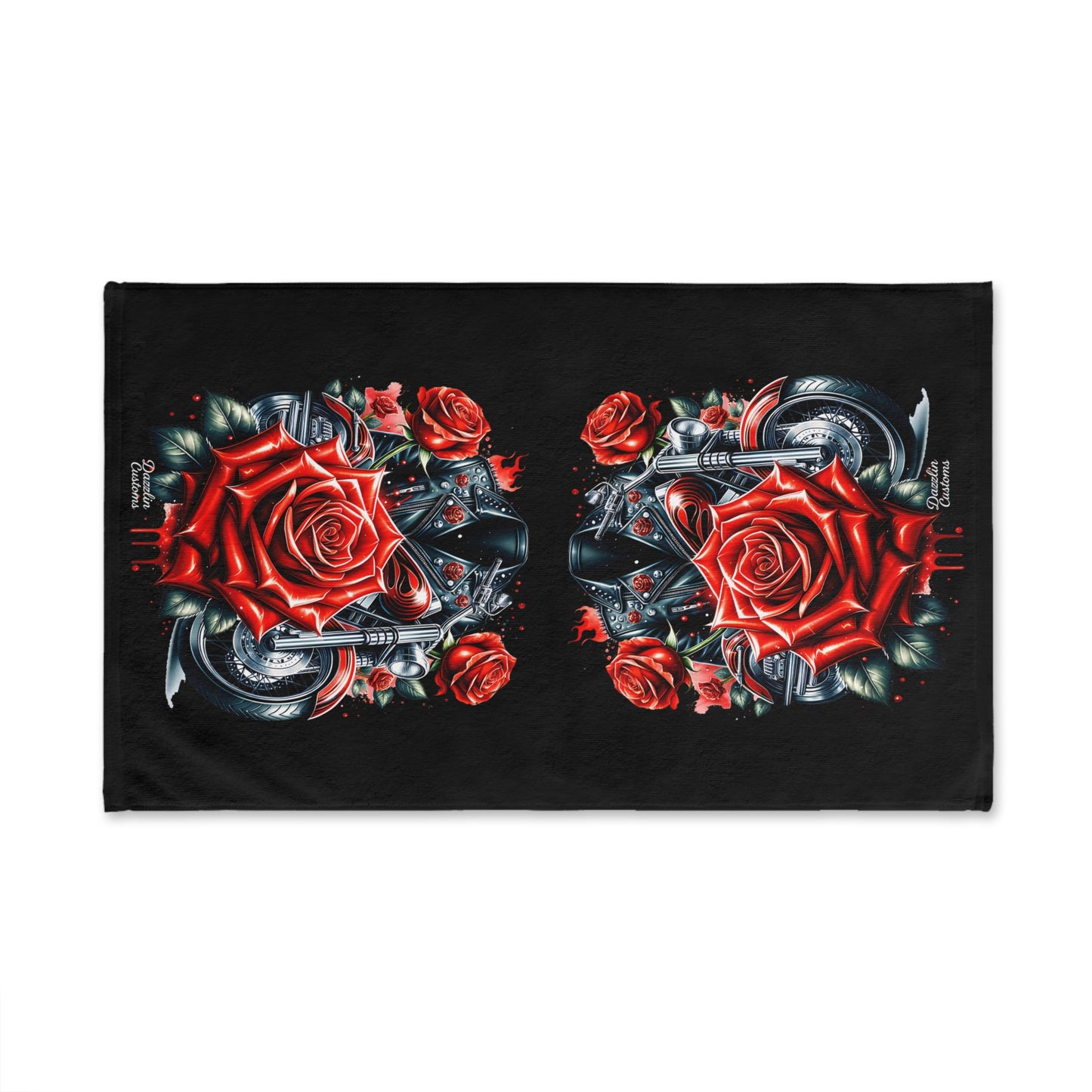 Stylish Black Rose Skull Hand Towel, Gothic Decor, Bathroom Essential, Unique Gift, Home Textile