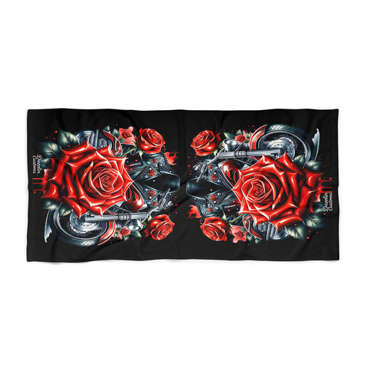 Beach Towel with Red Roses - Perfect for Summer, Pool Day, Beach Vacation, Gifts, & Relaxation