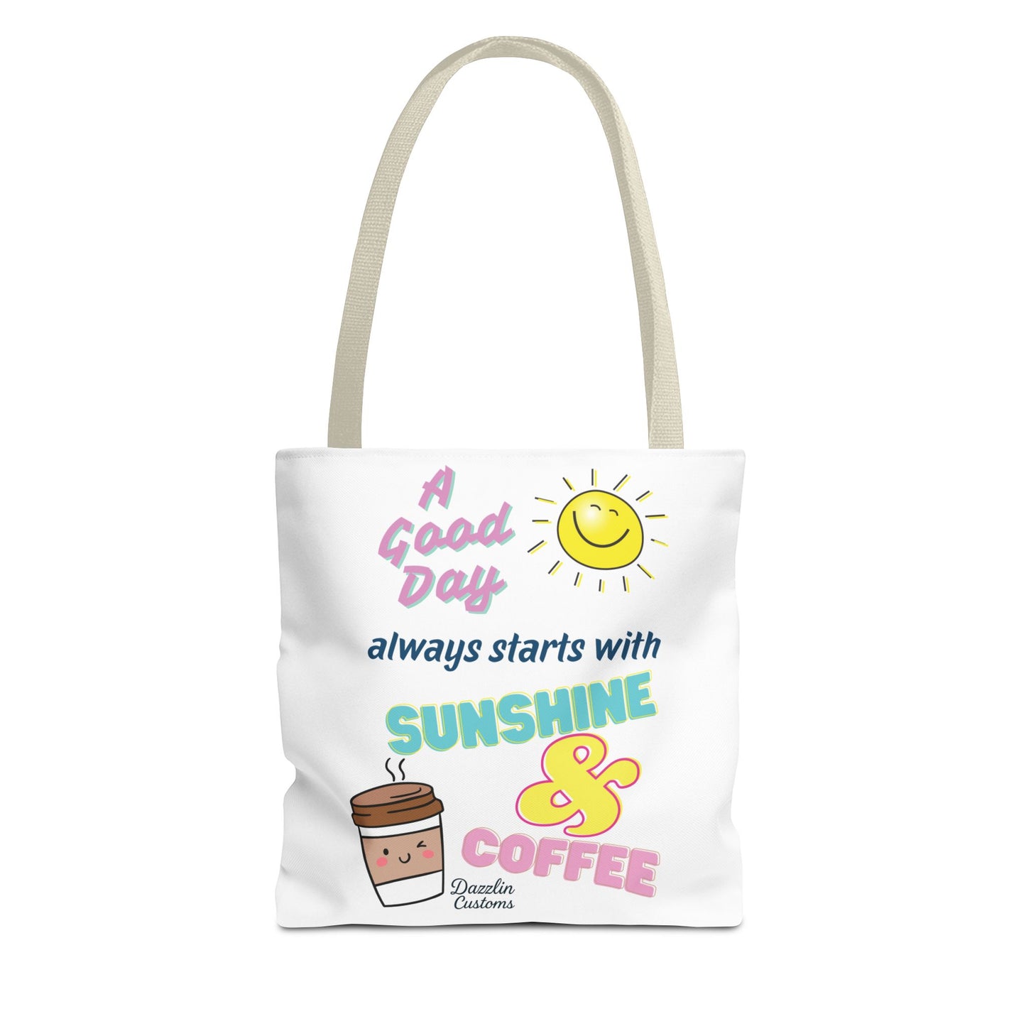 Sunshine & Coffee Tote Bag, Fun Tote for Daily Use, Gift for Coffee Lovers, Motivational Bag, Summer Accessory