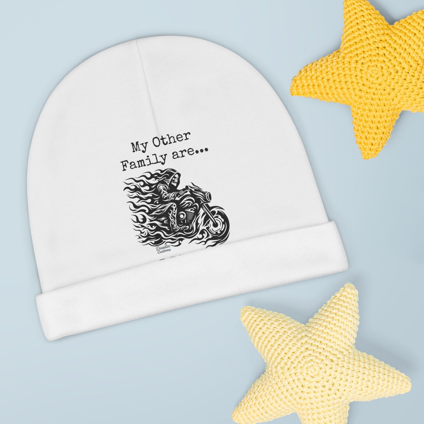Biker Baby Beanie, Cute Infant Hat, Baby Shower Gift, Motorcycle Family Apparel, Newborn Cap, Cool Kids Beanie
