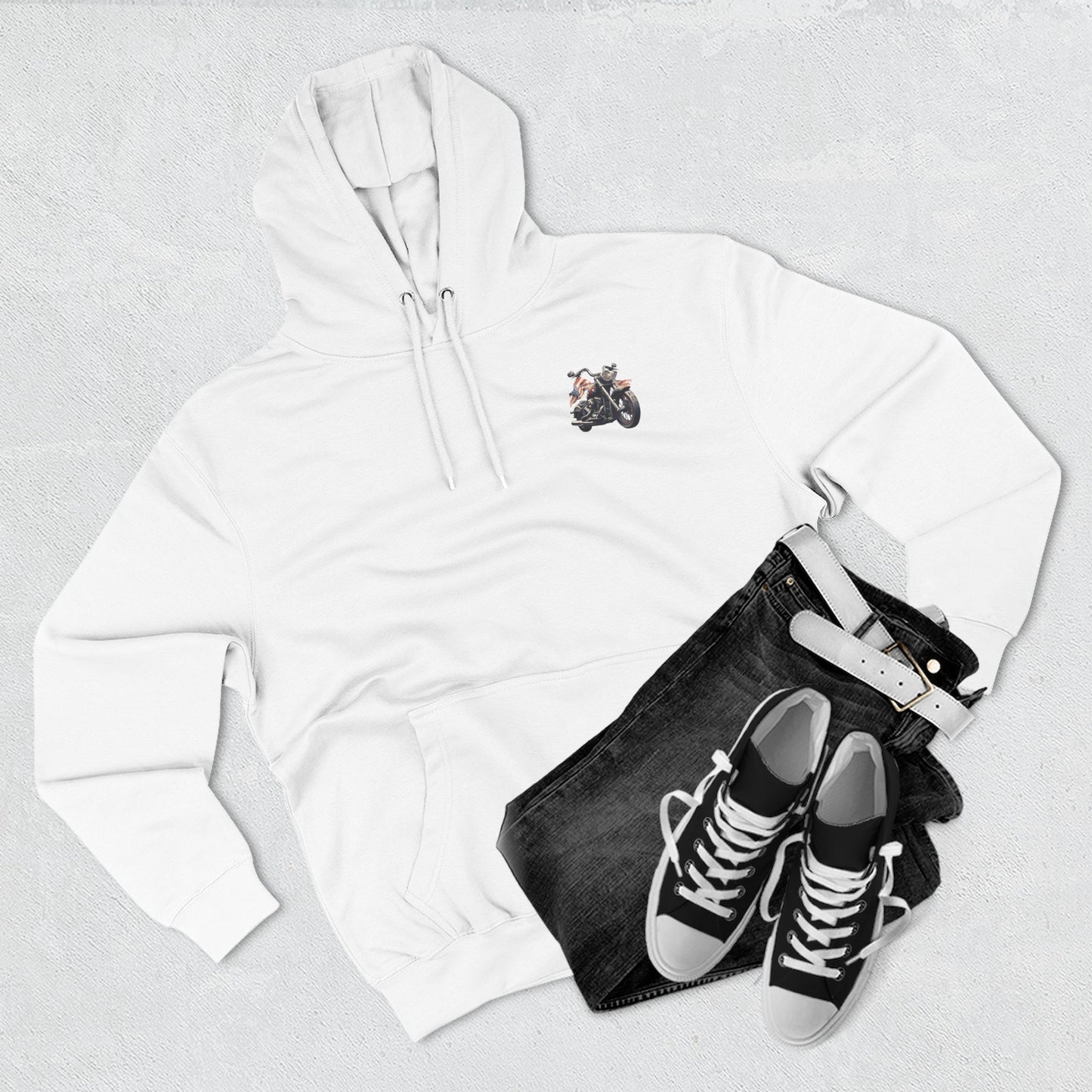 All American Biker Fleece Hoodie, Motorcycle Sweatshirt, Biker Gift, Cozy Hoodie for Riders, Perfect for Road Trips