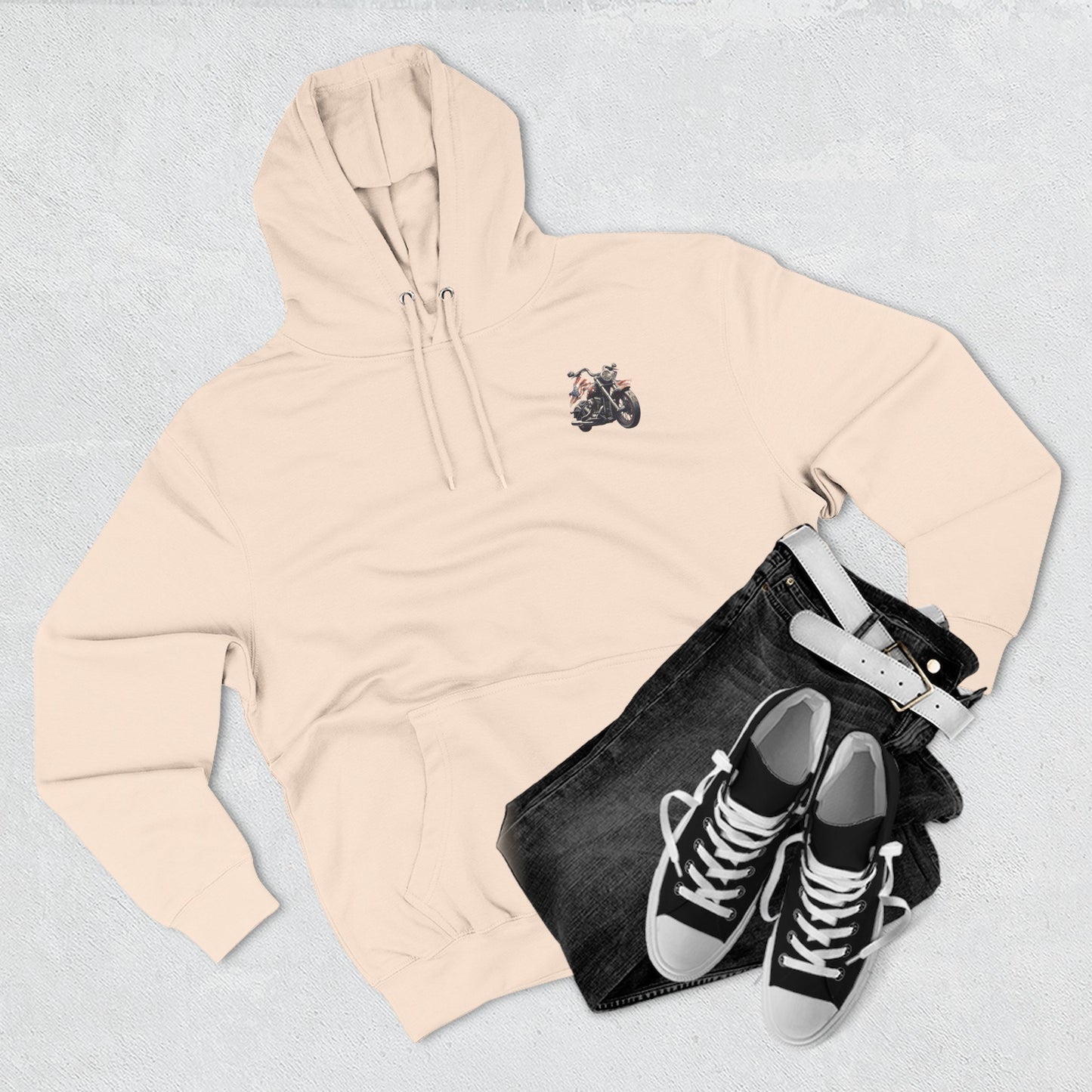All American Biker Fleece Hoodie, Motorcycle Sweatshirt, Biker Gift, Cozy Hoodie for Riders, Perfect for Road Trips