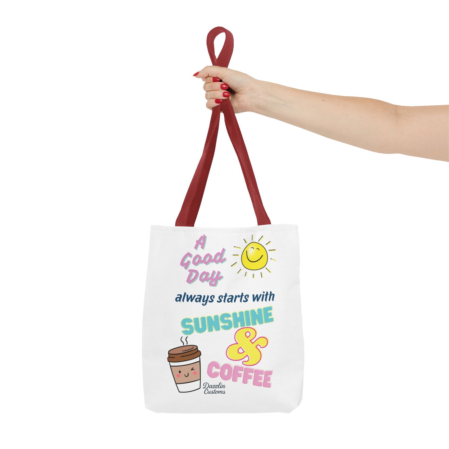 Sunshine & Coffee Tote Bag, Fun Tote for Daily Use, Gift for Coffee Lovers, Motivational Bag, Summer Accessory