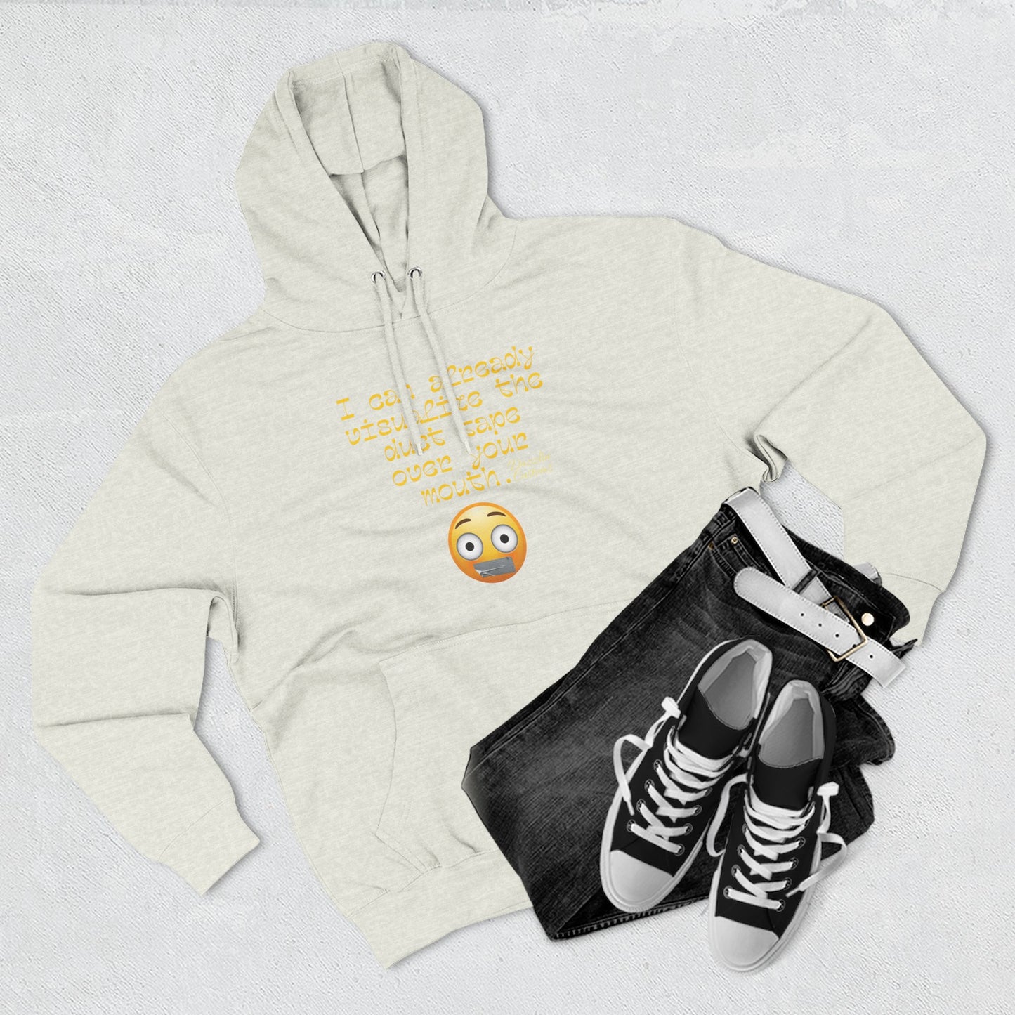 Three-Panel Fleece Hoodie with Fun Quote, Cozy Pullover for Everyday Wear, Great Gift for Friends, Casual Stylish Sweater