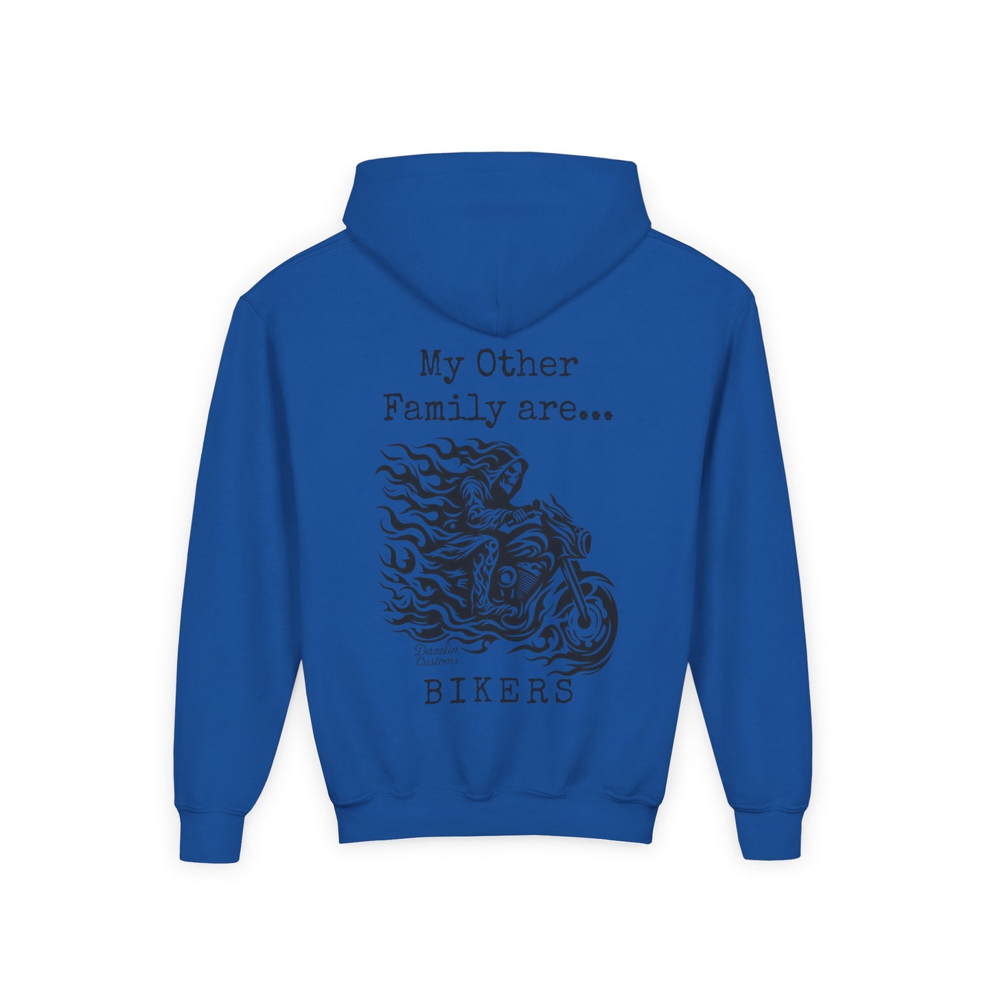 Youth Biker Family Hoodie, Cool Motorbike Sweatshirt, Gift for Kids, Biker Merchandise, Casual Wear for Youth, Fun Hooded Sweatshirt