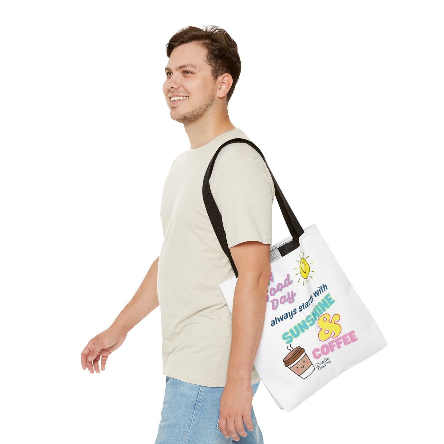 Sunshine & Coffee Tote Bag, Fun Tote for Daily Use, Gift for Coffee Lovers, Motivational Bag, Summer Accessory