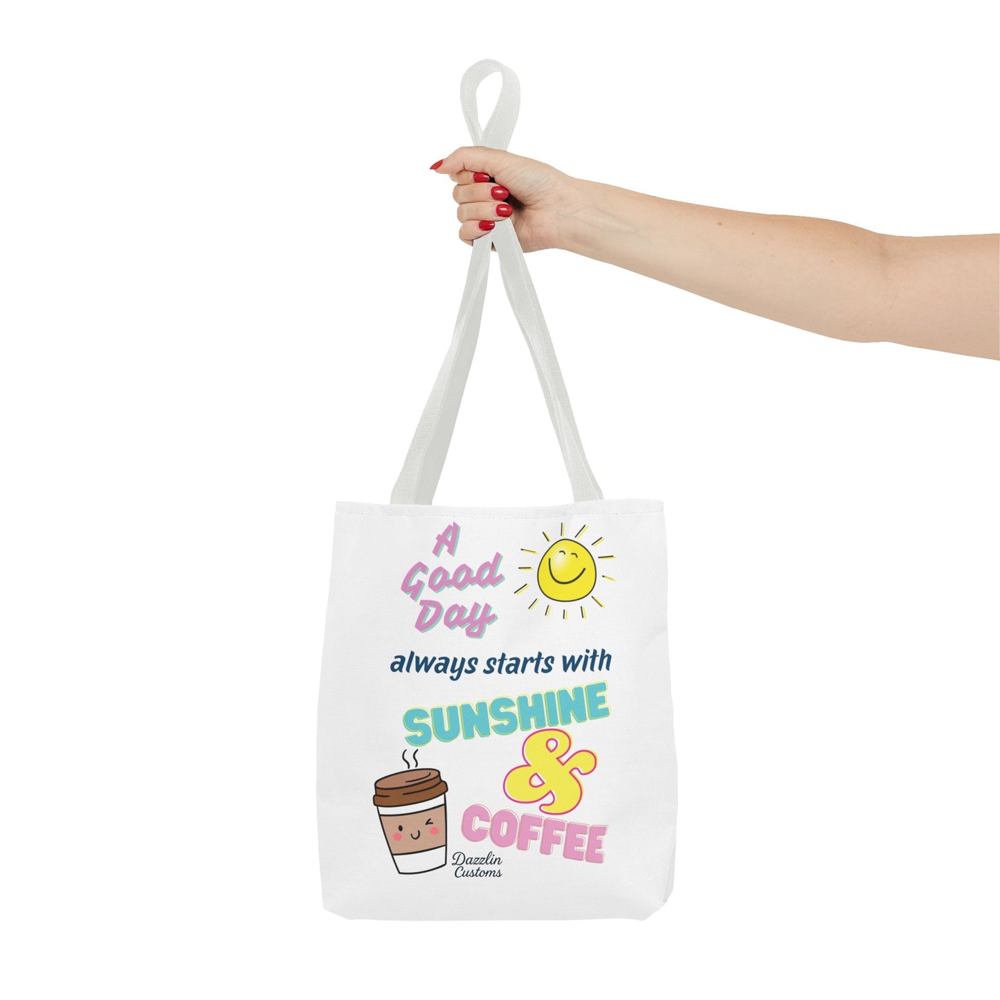 Sunshine & Coffee Tote Bag, Fun Tote for Daily Use, Gift for Coffee Lovers, Motivational Bag, Summer Accessory