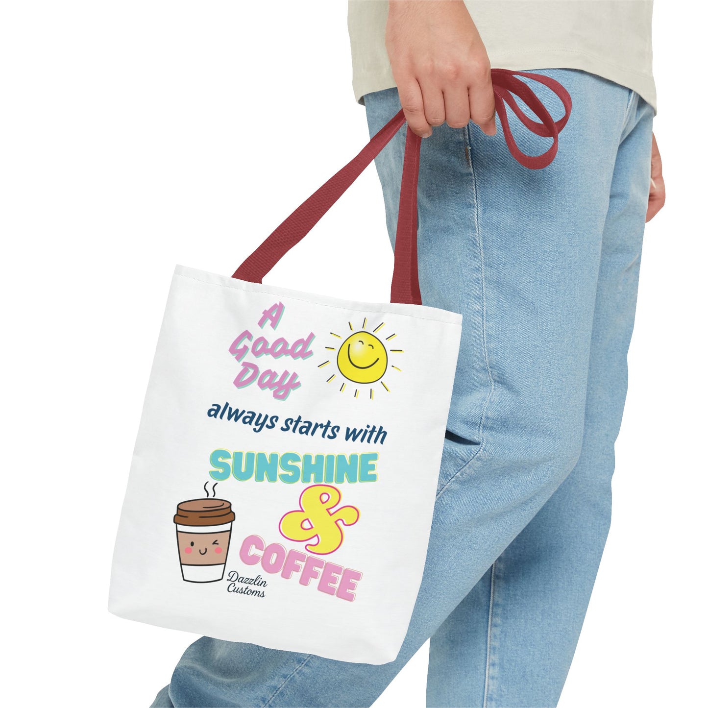 Sunshine & Coffee Tote Bag, Fun Tote for Daily Use, Gift for Coffee Lovers, Motivational Bag, Summer Accessory