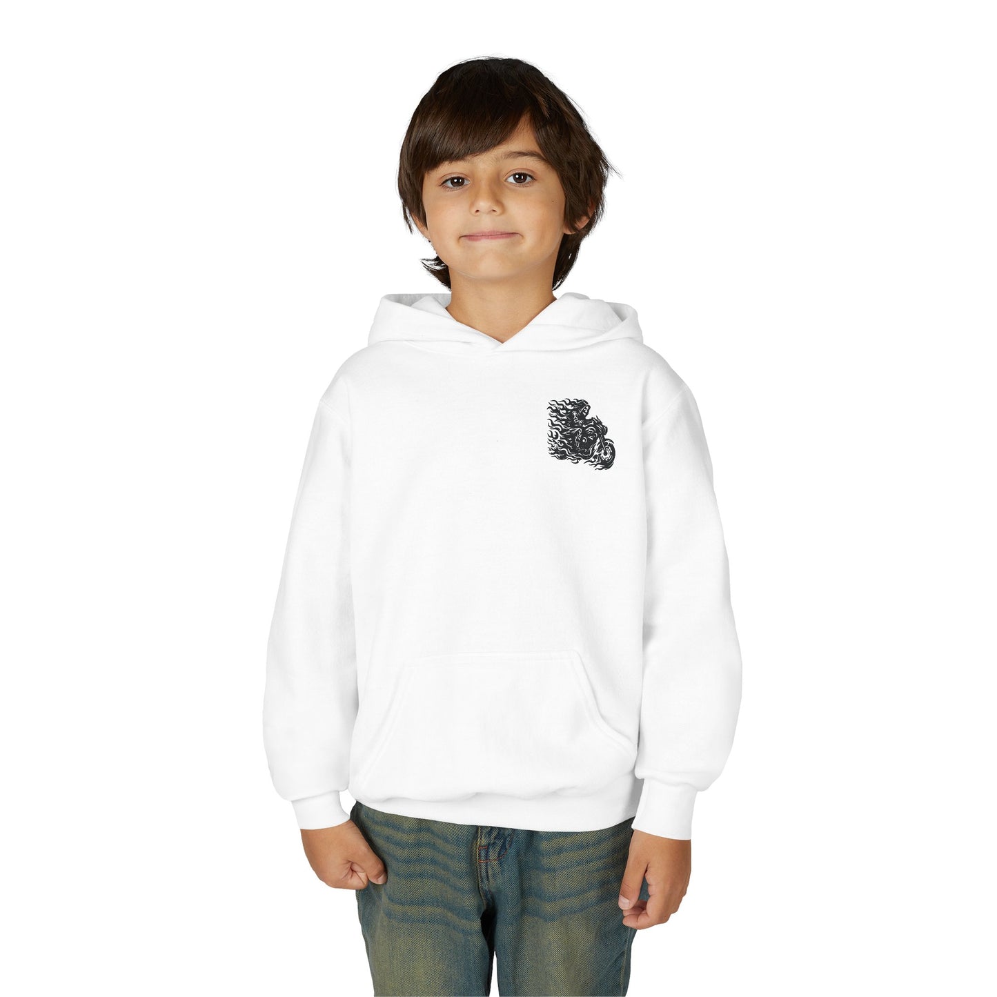 Youth Biker Family Hoodie, Cool Motorbike Sweatshirt, Gift for Kids, Biker Merchandise, Casual Wear for Youth, Fun Hooded Sweatshirt