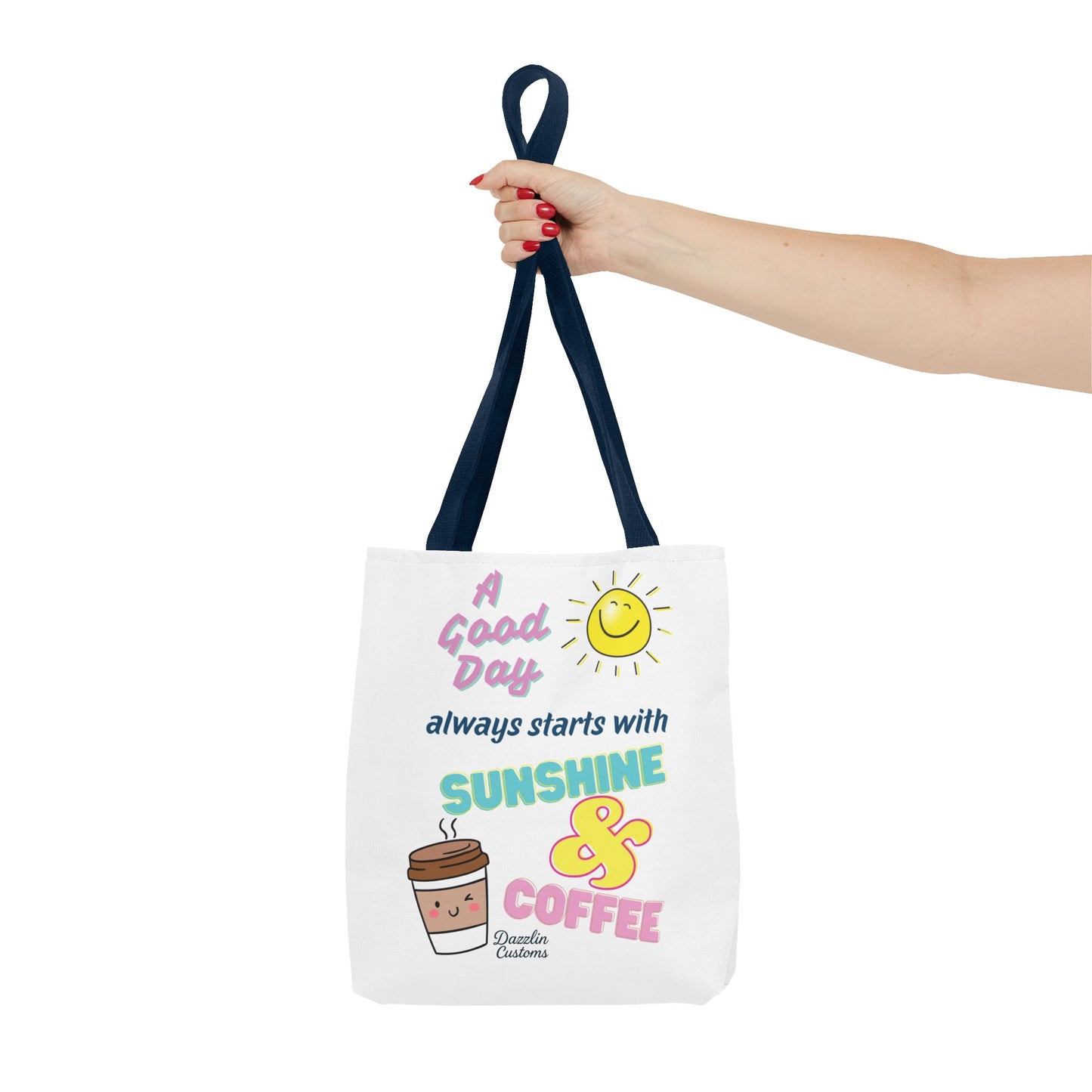 Sunshine & Coffee Tote Bag, Fun Tote for Daily Use, Gift for Coffee Lovers, Motivational Bag, Summer Accessory