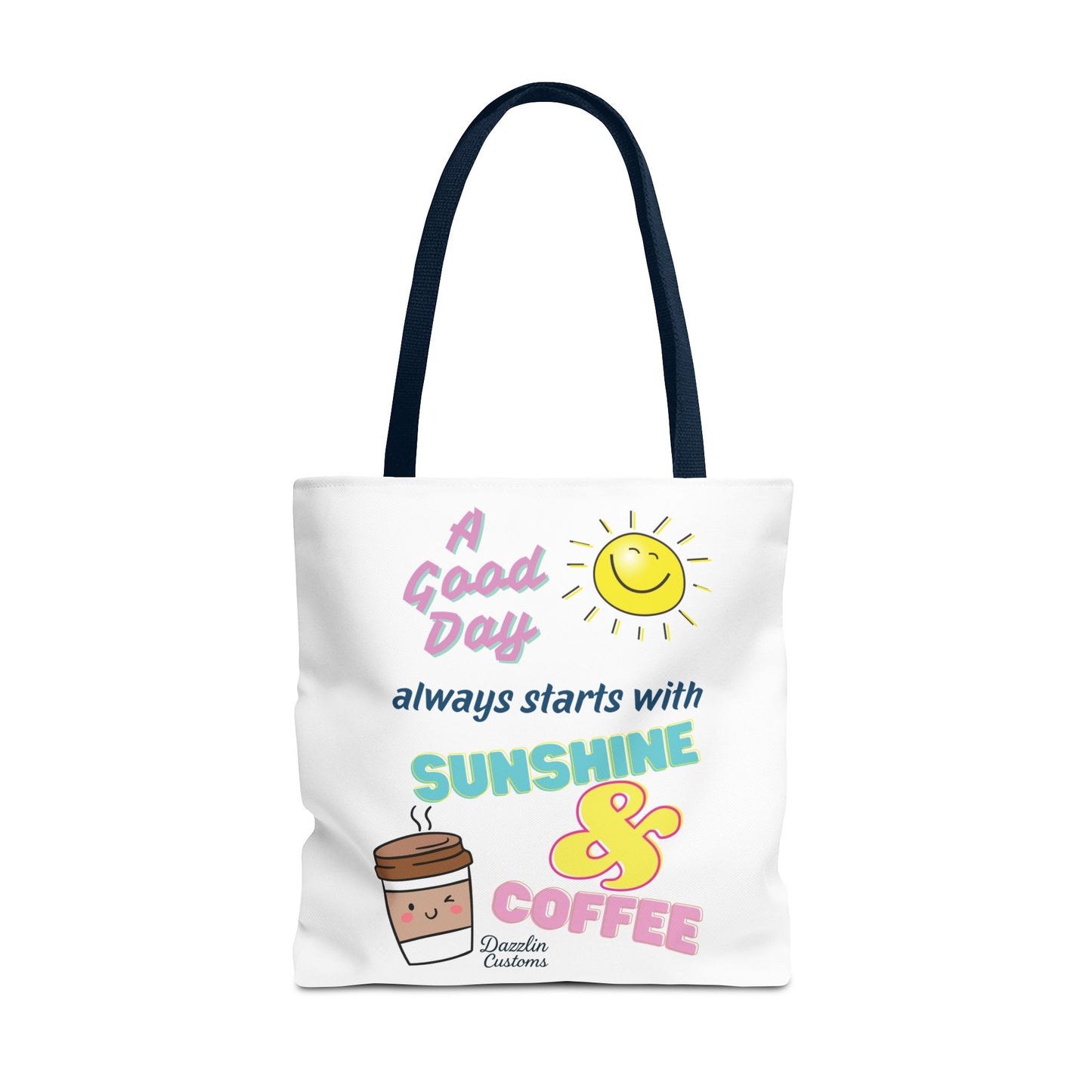 Sunshine & Coffee Tote Bag, Fun Tote for Daily Use, Gift for Coffee Lovers, Motivational Bag, Summer Accessory