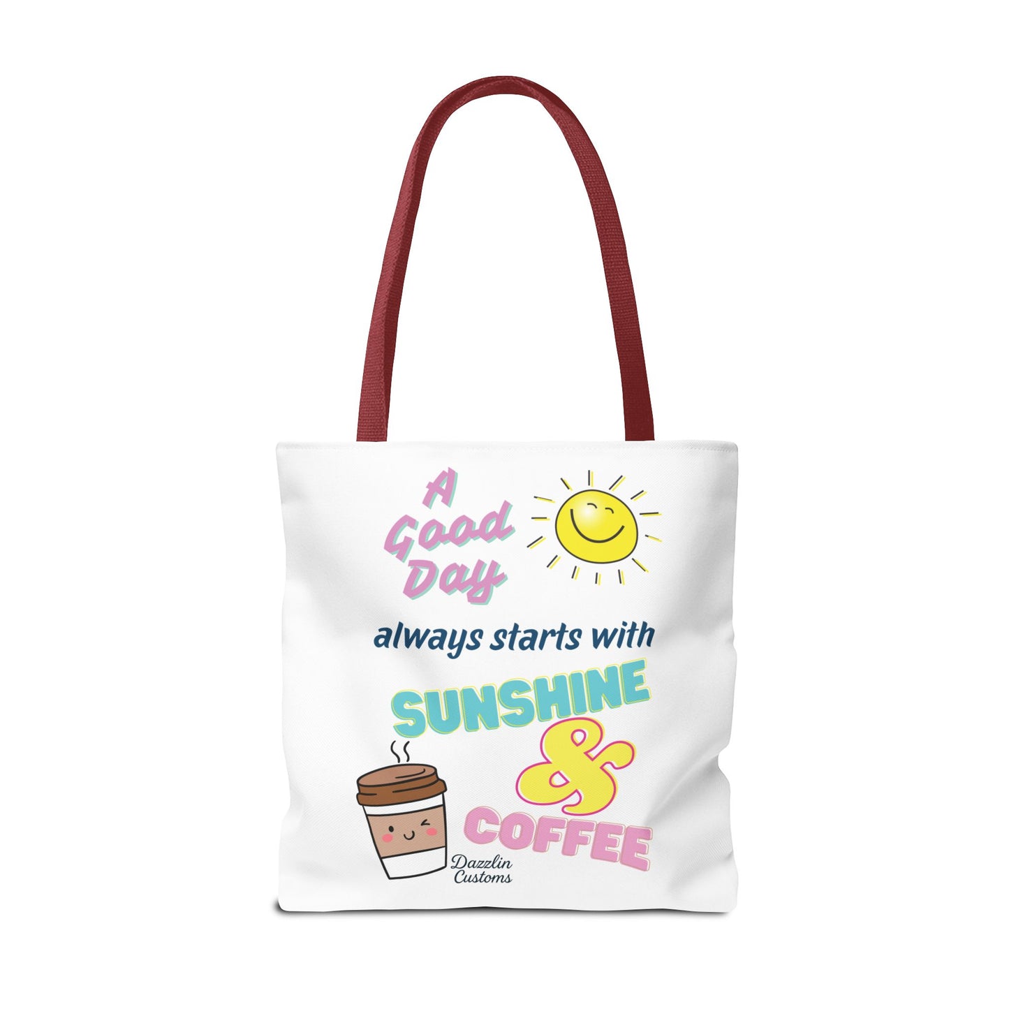 Sunshine & Coffee Tote Bag, Fun Tote for Daily Use, Gift for Coffee Lovers, Motivational Bag, Summer Accessory