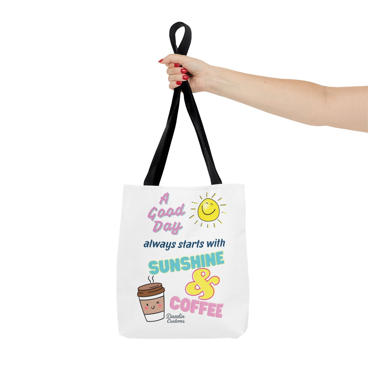 Sunshine & Coffee Tote Bag, Fun Tote for Daily Use, Gift for Coffee Lovers, Motivational Bag, Summer Accessory