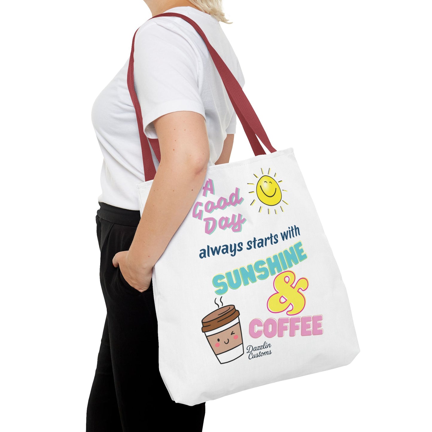 Sunshine & Coffee Tote Bag, Fun Tote for Daily Use, Gift for Coffee Lovers, Motivational Bag, Summer Accessory
