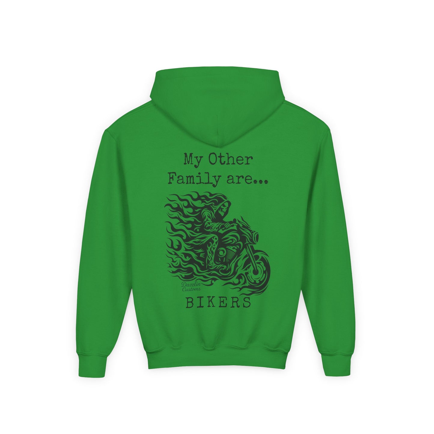 Youth Biker Family Hoodie, Cool Motorbike Sweatshirt, Gift for Kids, Biker Merchandise, Casual Wear for Youth, Fun Hooded Sweatshirt