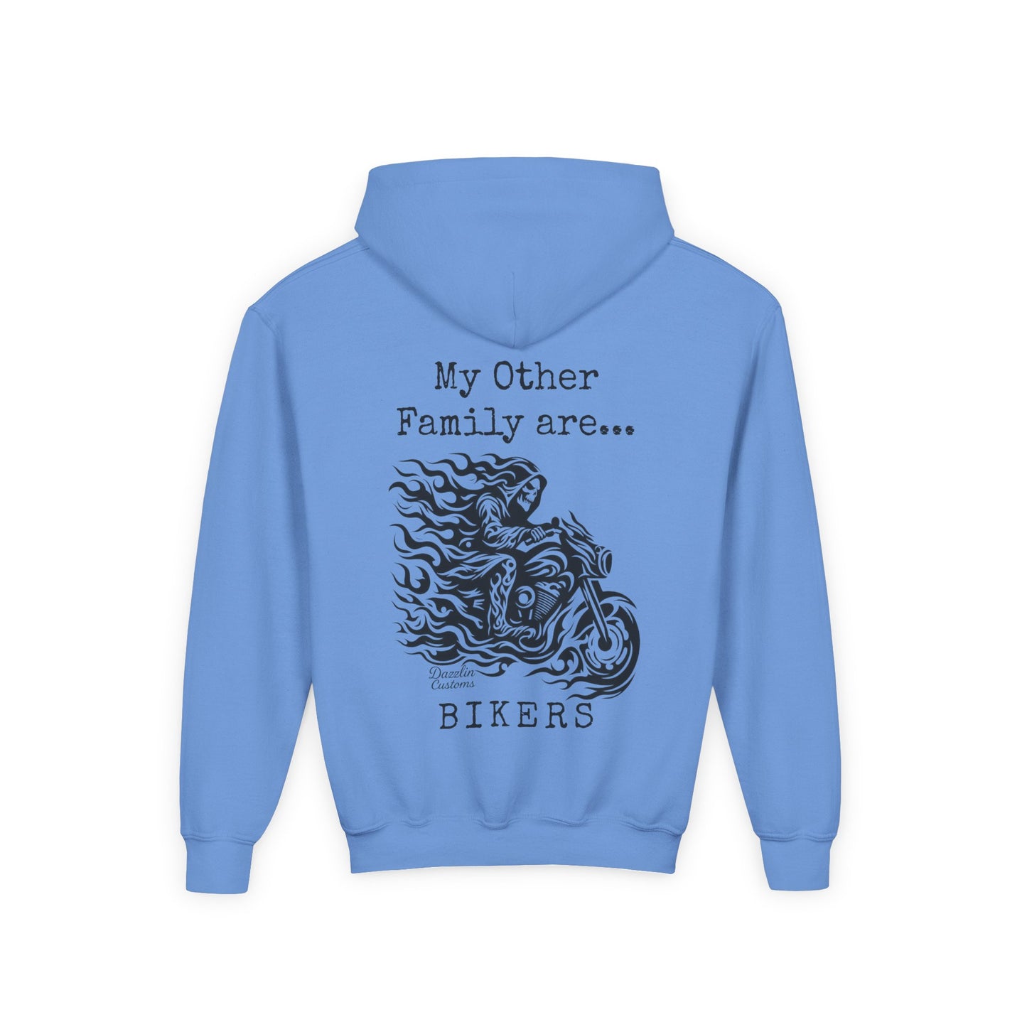 Youth Biker Family Hoodie, Cool Motorbike Sweatshirt, Gift for Kids, Biker Merchandise, Casual Wear for Youth, Fun Hooded Sweatshirt