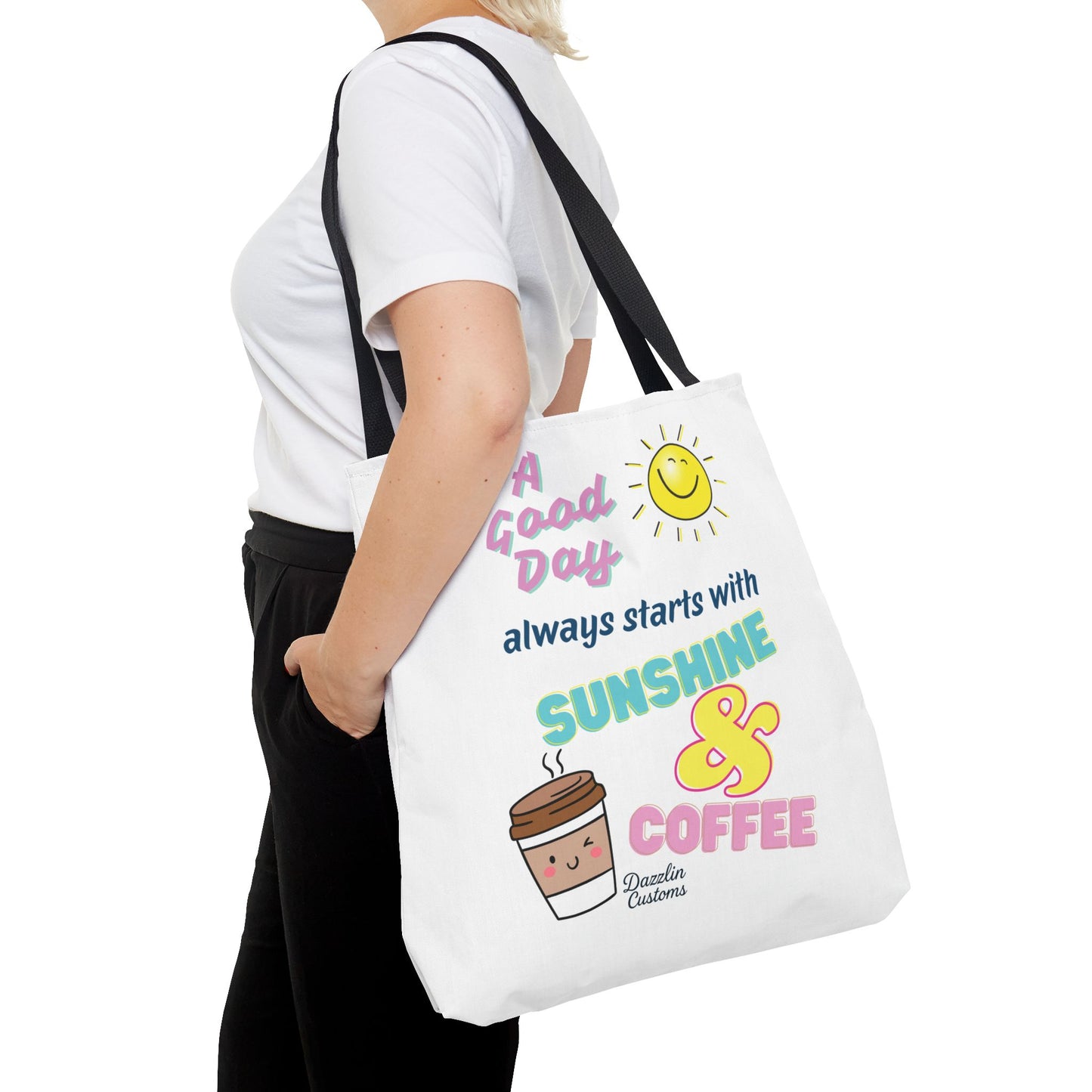 Sunshine & Coffee Tote Bag, Fun Tote for Daily Use, Gift for Coffee Lovers, Motivational Bag, Summer Accessory