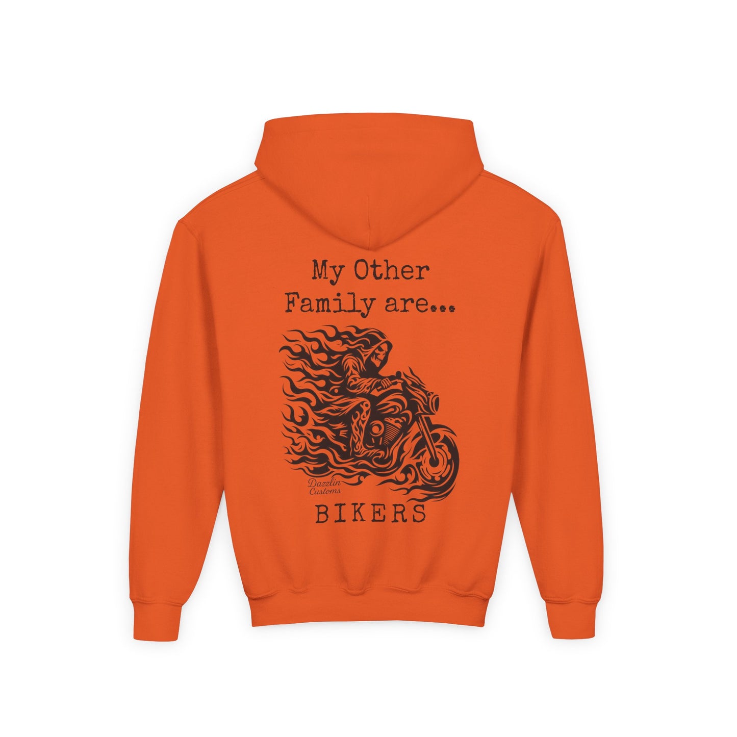 Youth Biker Family Hoodie, Cool Motorbike Sweatshirt, Gift for Kids, Biker Merchandise, Casual Wear for Youth, Fun Hooded Sweatshirt
