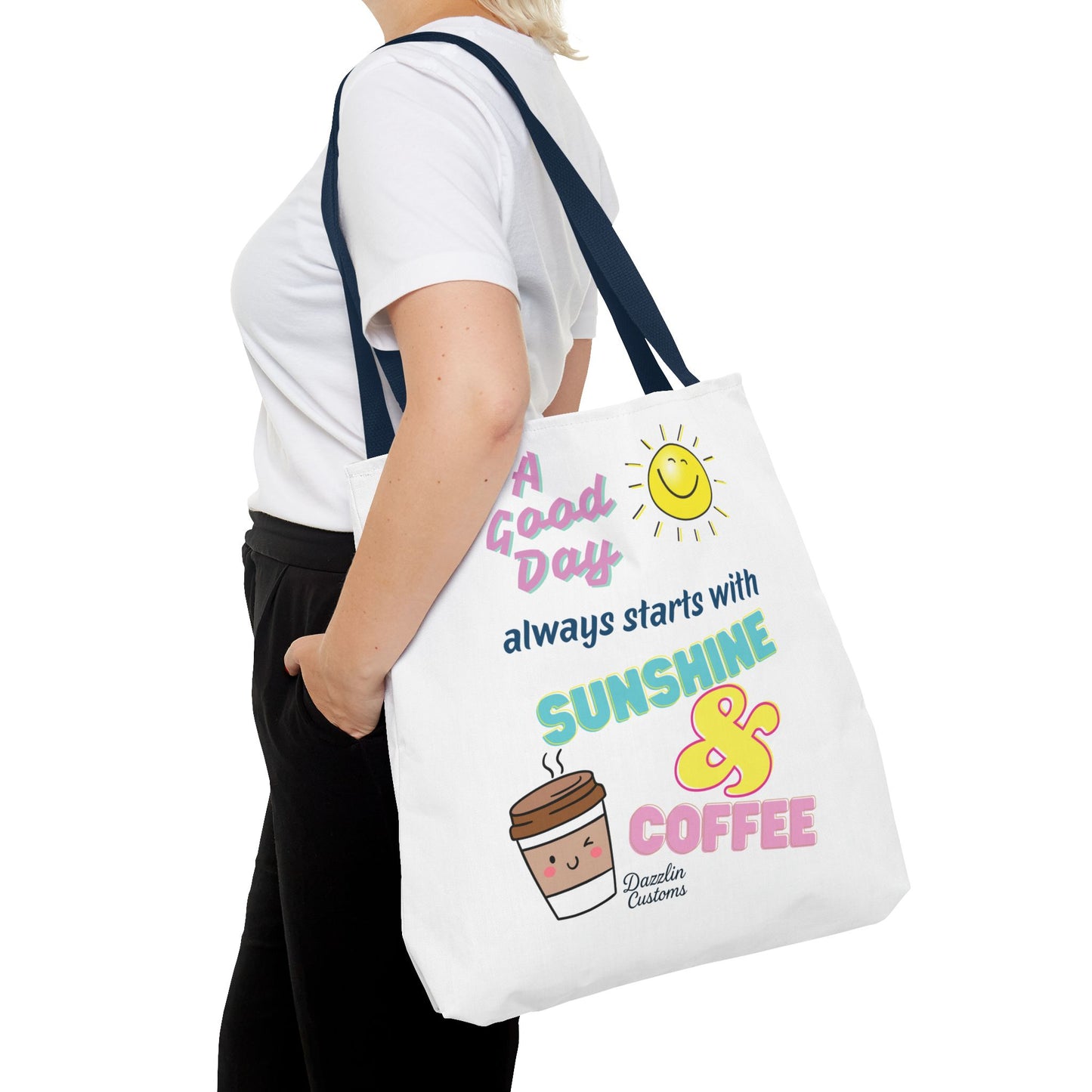 Sunshine & Coffee Tote Bag, Fun Tote for Daily Use, Gift for Coffee Lovers, Motivational Bag, Summer Accessory