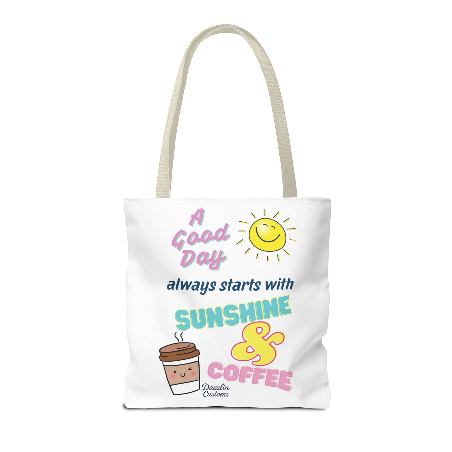 Sunshine & Coffee Tote Bag, Fun Tote for Daily Use, Gift for Coffee Lovers, Motivational Bag, Summer Accessory