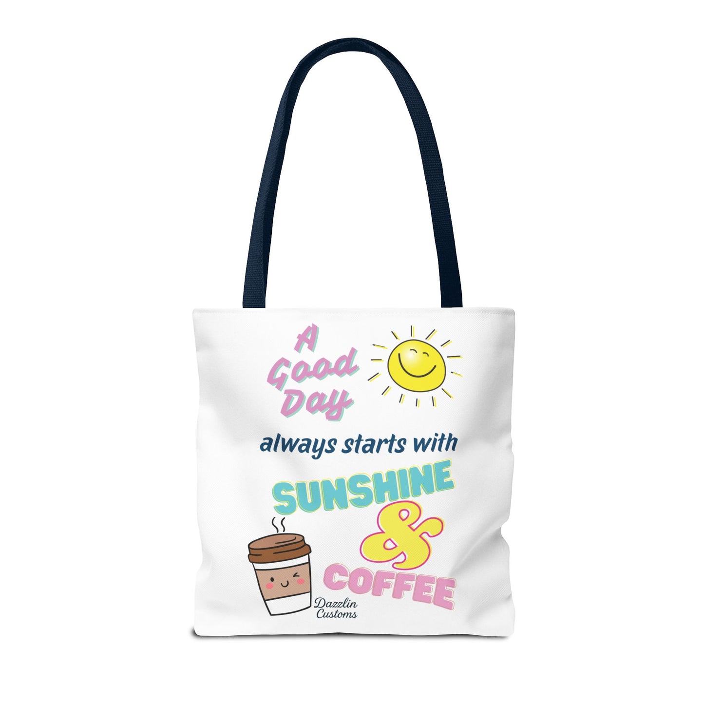 Sunshine & Coffee Tote Bag, Fun Tote for Daily Use, Gift for Coffee Lovers, Motivational Bag, Summer Accessory
