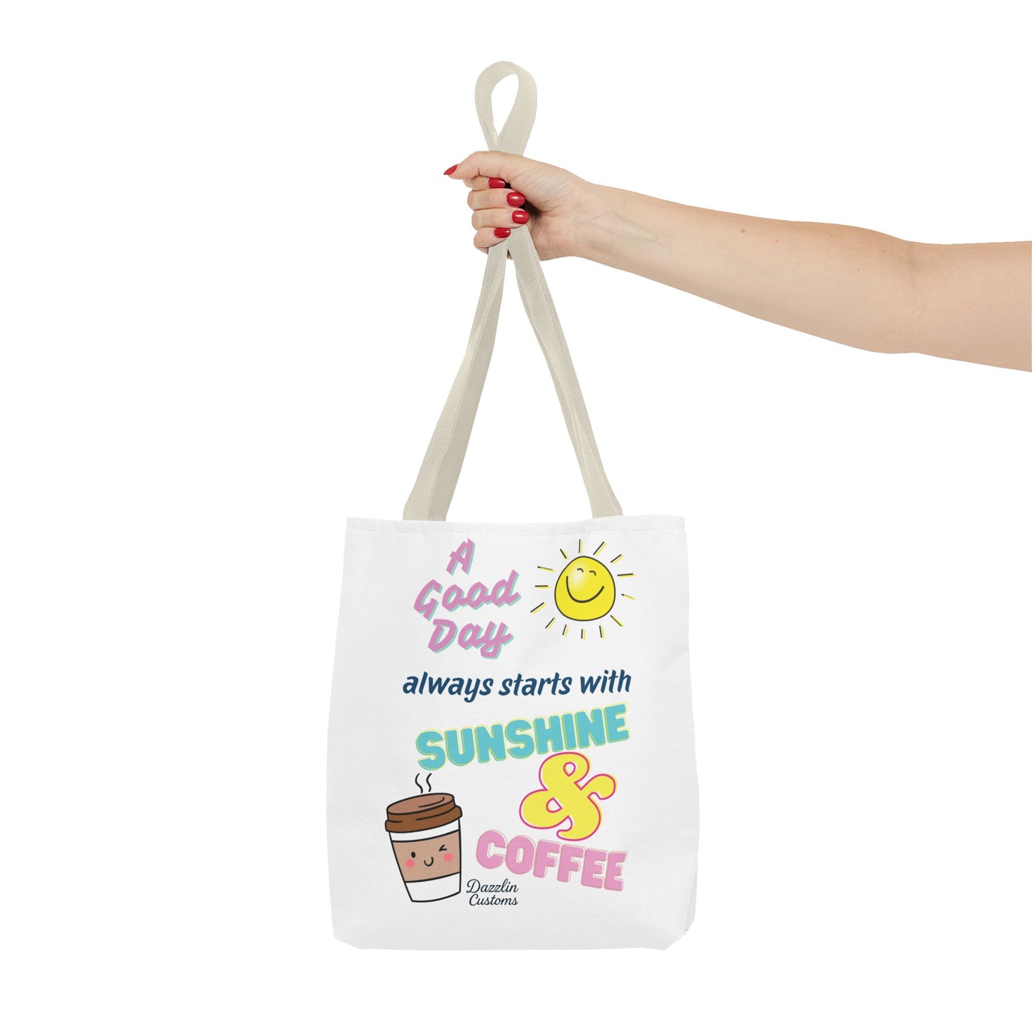 Sunshine & Coffee Tote Bag, Fun Tote for Daily Use, Gift for Coffee Lovers, Motivational Bag, Summer Accessory