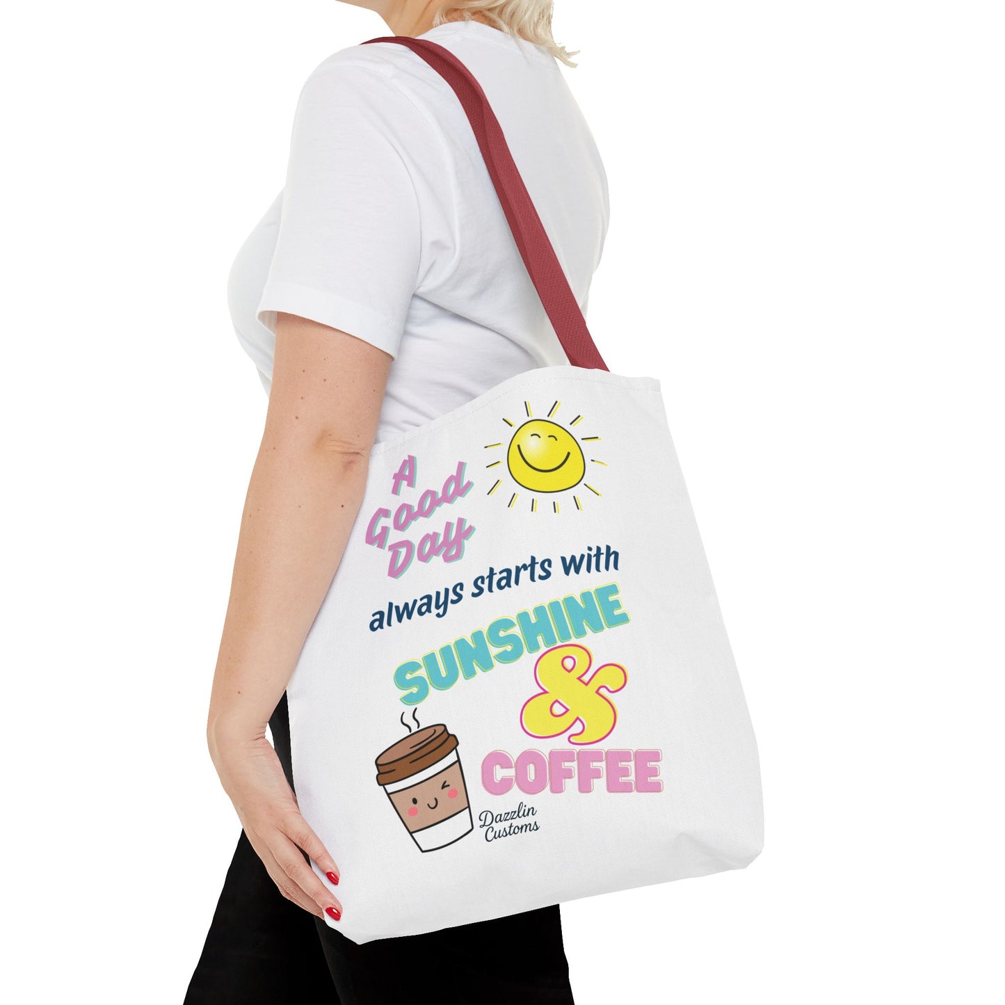 Sunshine & Coffee Tote Bag, Fun Tote for Daily Use, Gift for Coffee Lovers, Motivational Bag, Summer Accessory