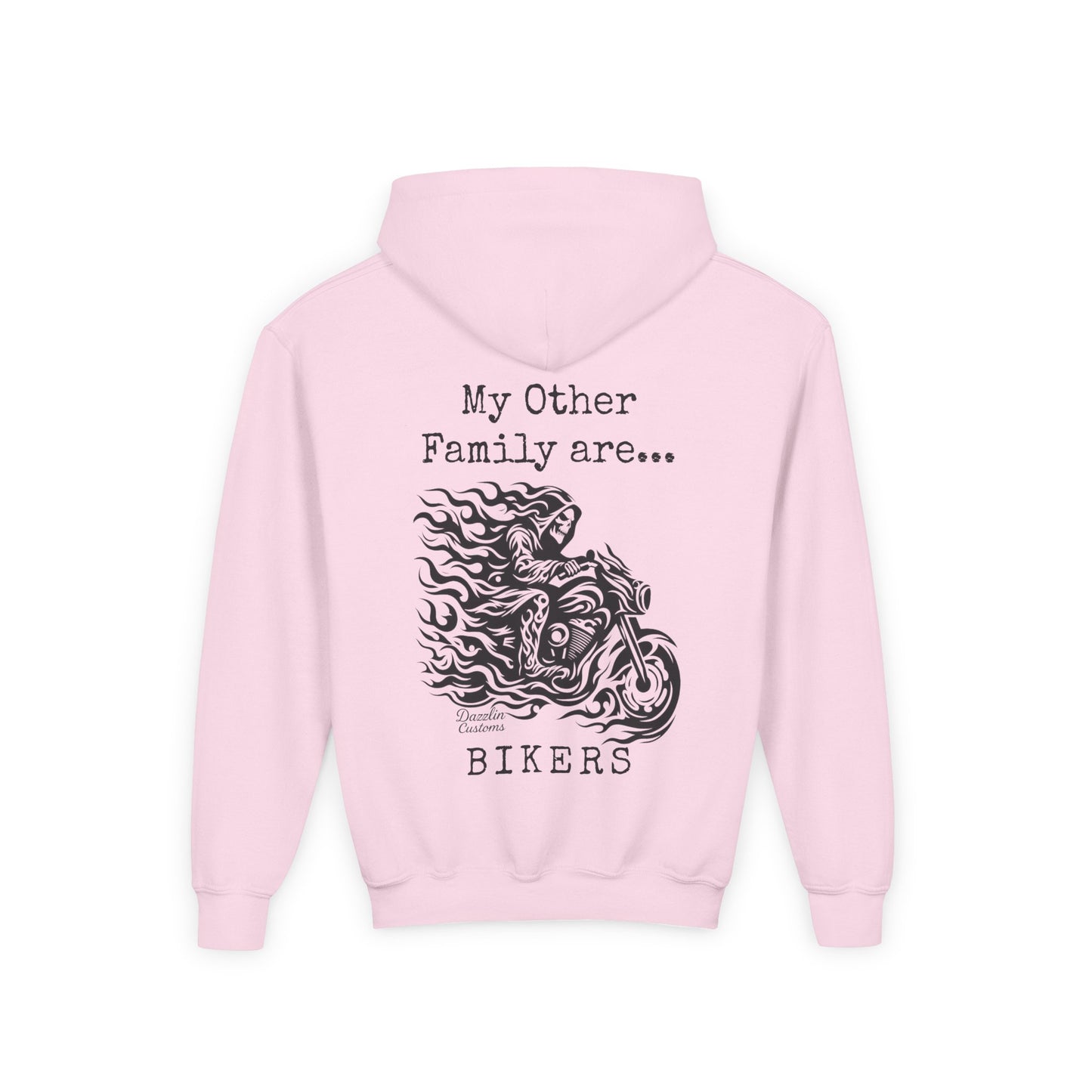 Youth Biker Family Hoodie, Cool Motorbike Sweatshirt, Gift for Kids, Biker Merchandise, Casual Wear for Youth, Fun Hooded Sweatshirt