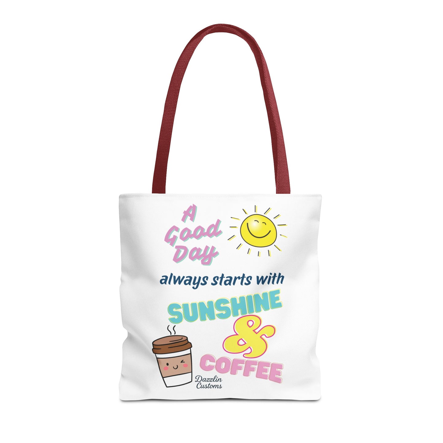 Sunshine & Coffee Tote Bag, Fun Tote for Daily Use, Gift for Coffee Lovers, Motivational Bag, Summer Accessory